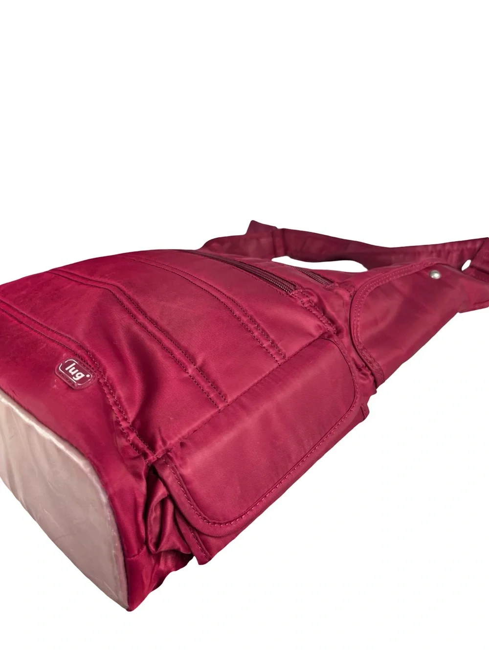 Lug Magenta Travel Crossbody Bag Hidden Water Bottle Pocket Organizer Purse